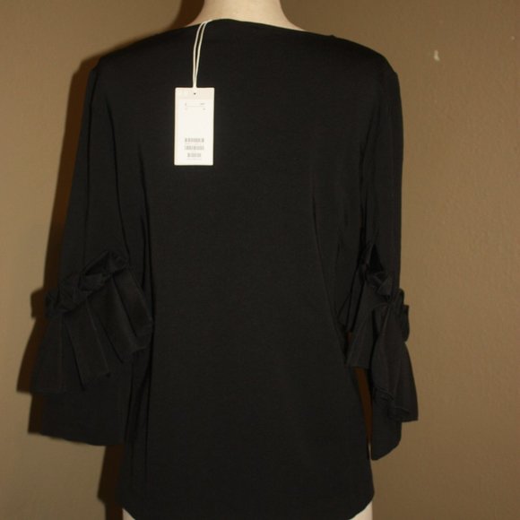 COS BLACK SHIRT TOP WITH BEAUTIFUL DETAIL ON THE SLEEVES - MEDIUM 4 6 - Picture 4 of 5